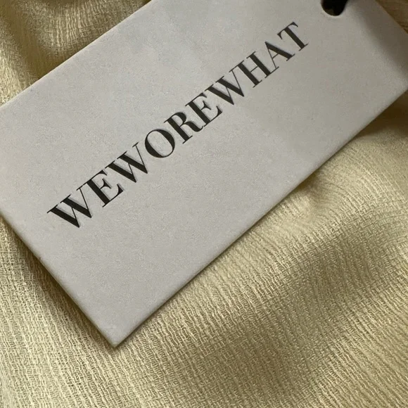 WeWoreWhat Ivory Long Sleeve Tiered Mini Dress in Crinkled Chiffon, NWT, XL - Picture 16 of 16